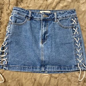 Pac sun denim lace up skirt